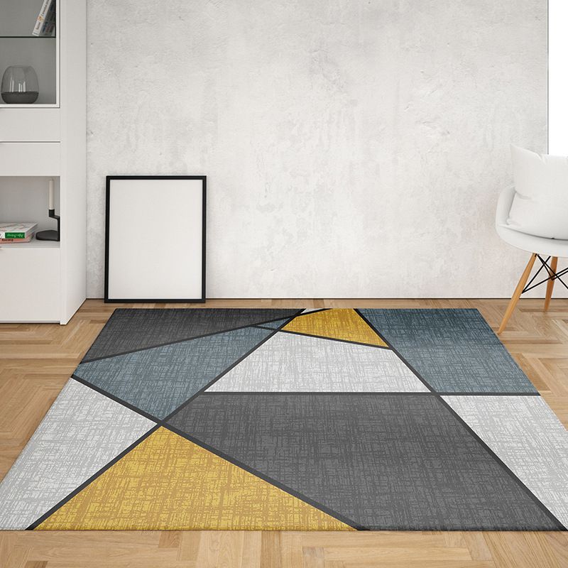 Simplicity Moderner Schlafzimmerteppich, dunkle Farbe, geometrisches Design, Innenteppich, Polyester, schmutzabweisender Teppich für die Inneneinrichtung