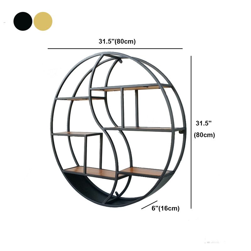 Modern Wall Mounted Bookshelf with Metal Frame Solid Wood Bookcase