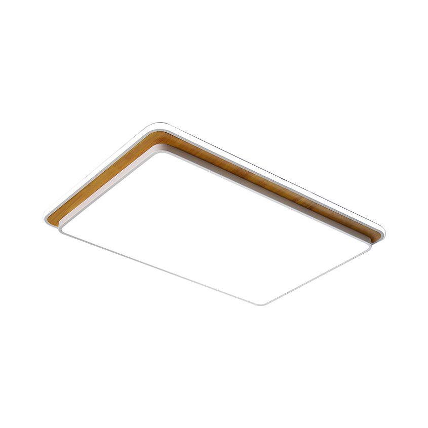 Black/White Rectangular Flush Mounted Lamp Minimal LED Metal Close to Ceiling Lighting in White/Warm Light