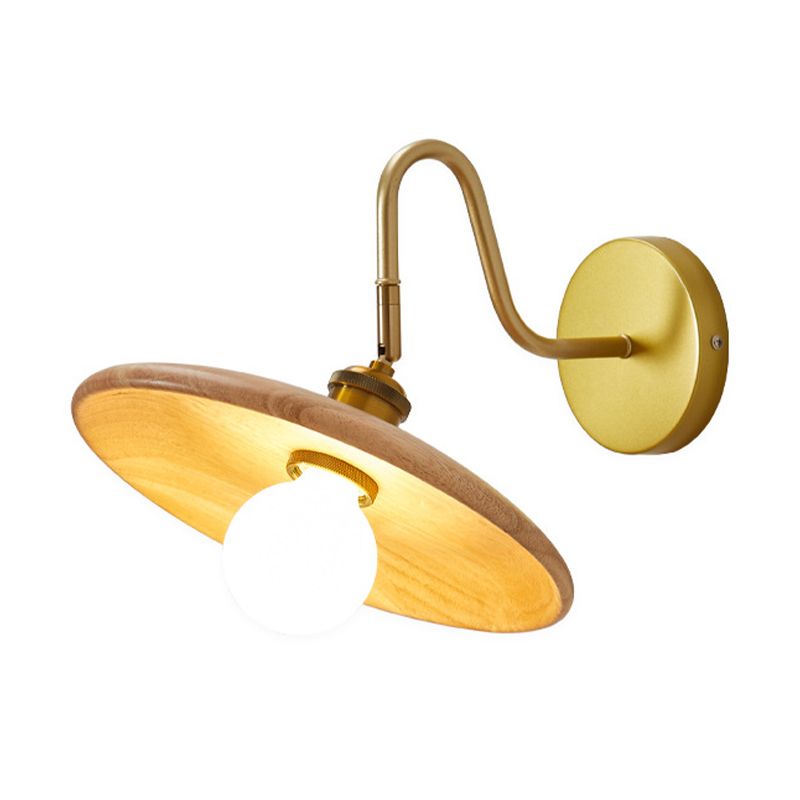 Modernism Single Golden Bathroom Vanity Light Shaded Bath Bar with Wood