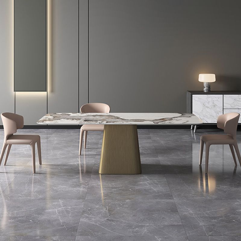 Rectangle Stone Dining Table Contemporary Dining Table with Pedestal Base