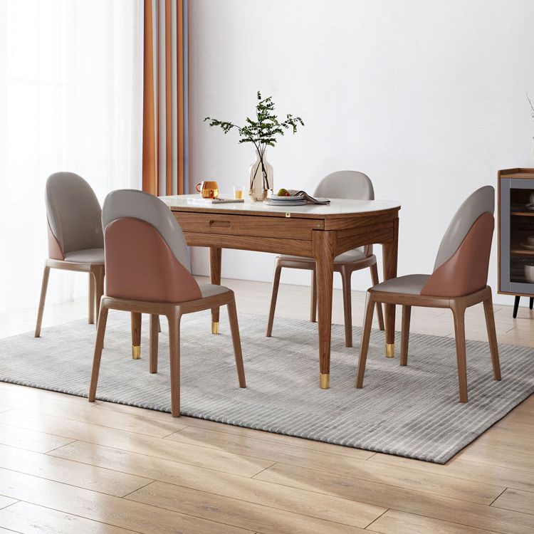Modern Stone Scalable Dining Table Solid Wood Legs for Dining Room