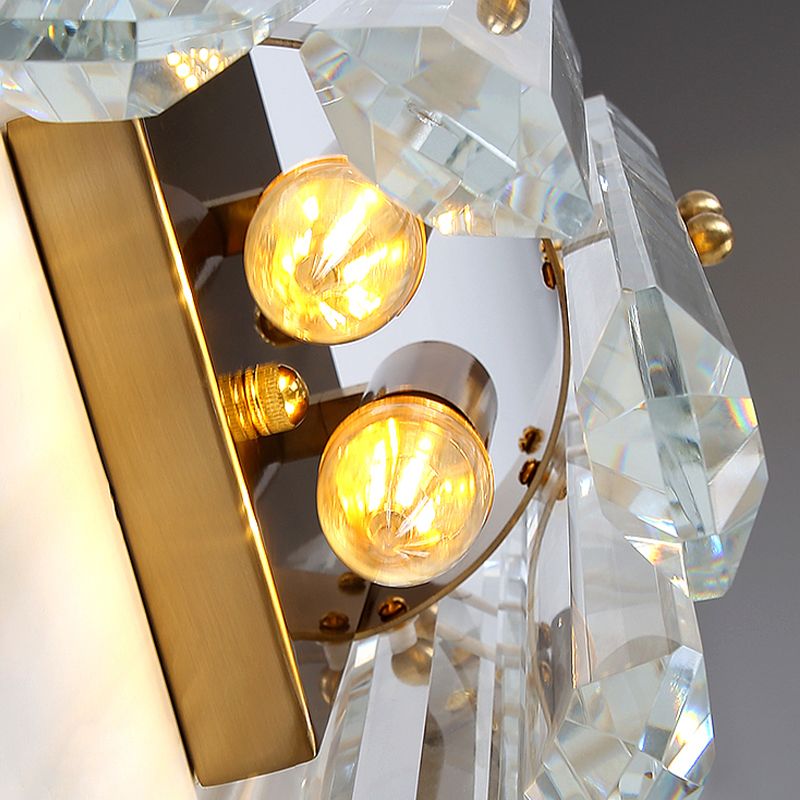 Modern Style Geometry Shape Wall Light Crystal 2 Light Sconces for Bedroom