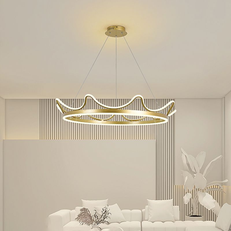 Contemporary Crown Chandelier Lights Metal 2 Light Chandelier Pendant Light