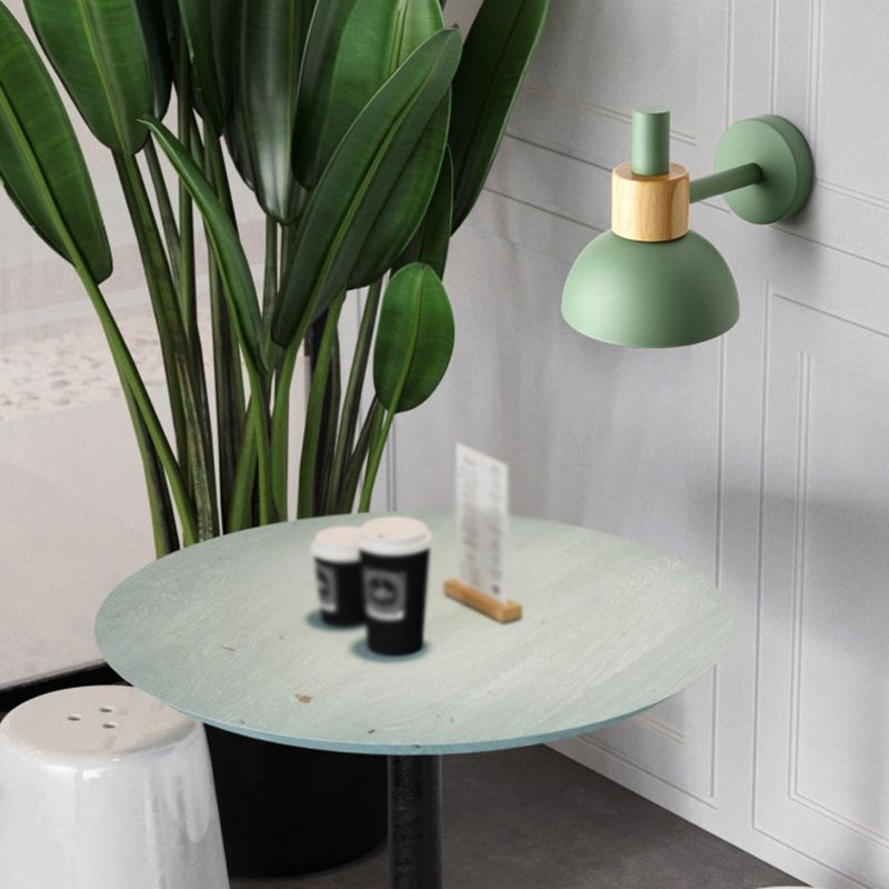 Macaron Style Wall Lamp 1-Light Wall Mount Lamp with Wood for Living Room