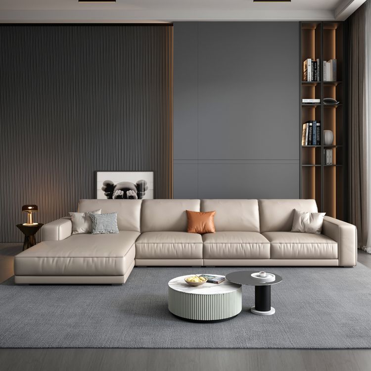 Cushions Faux Leather Square Arm Sofa with Waterproof and Wear-resisting