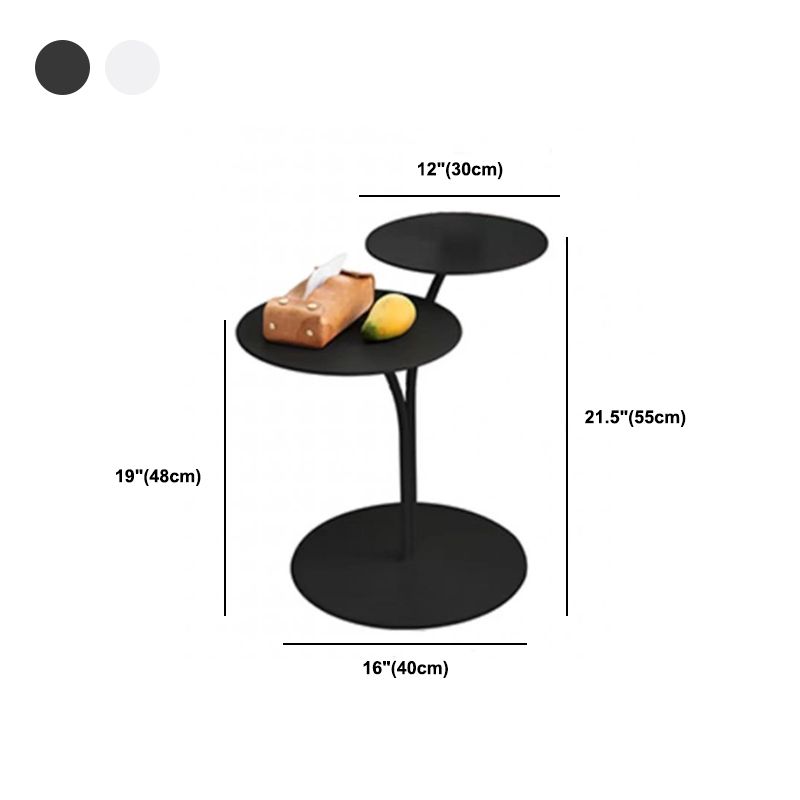Mid-Century Modern Iron 2-Tier Side Table in Black and White
