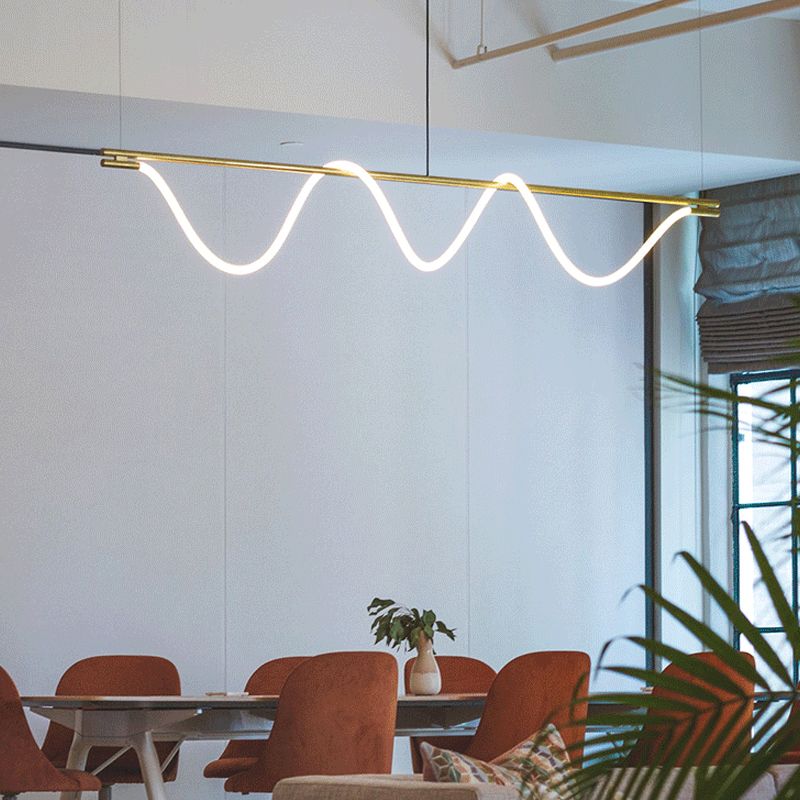 Lámpara colgante de restaurantes de 1 luz de la isla lineal moderna con sombra de gel de sílice