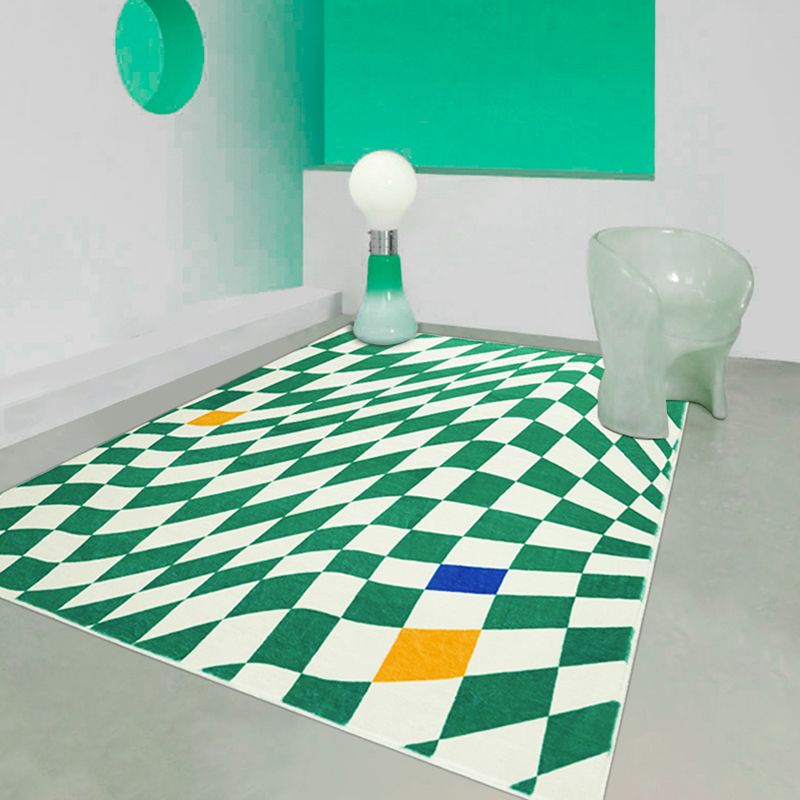 Multicolor Simplicity Area Rug Polyester Gingham Print Rug Non-Slip Backing Indoor Rug for Bedroom