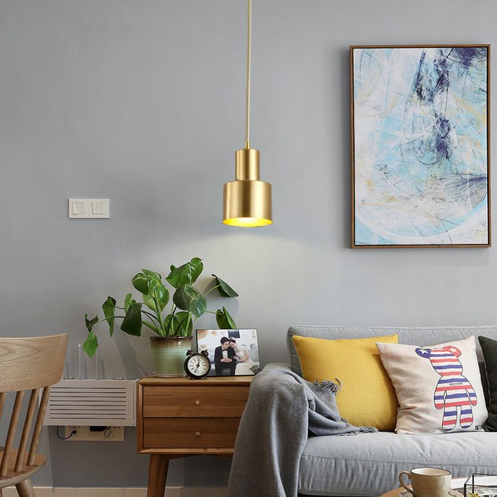 Shade Metal Hanging Pendant Light Minimalist Style Down Lighting Pendant for Bedroom