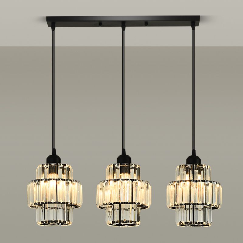 Accesorios de iluminación de la isla de cilindro de estilo moderno Crystal 3 Ideas de iluminación de la isla ligera