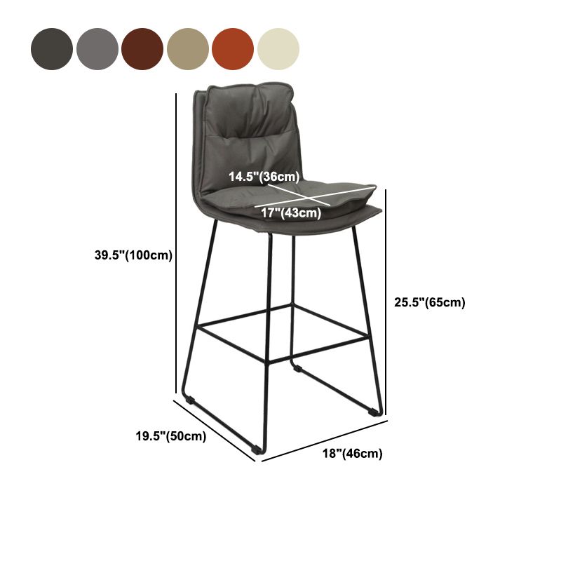 Contemporary Metal Barstool Fabric Counter Stool in Matte Finish for Indoor