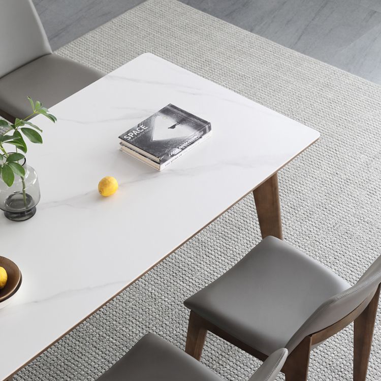 Mesa de comedor estándar blanca de mediados de siglo Mesa de comedor rectangular de piedra sinterizada para cocina