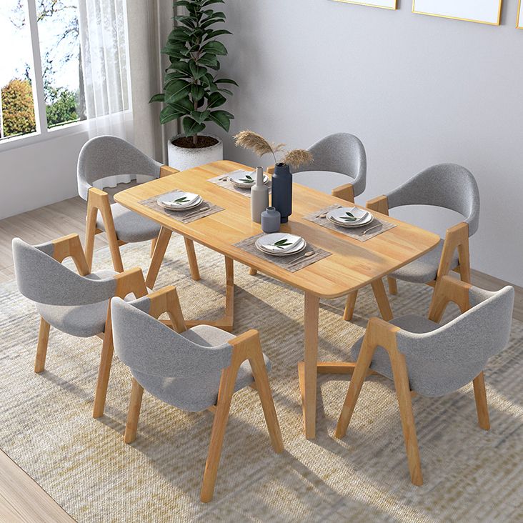 Mesa rectangular de roble moderno, muebles de pedestal doble de madera maciza para interiores