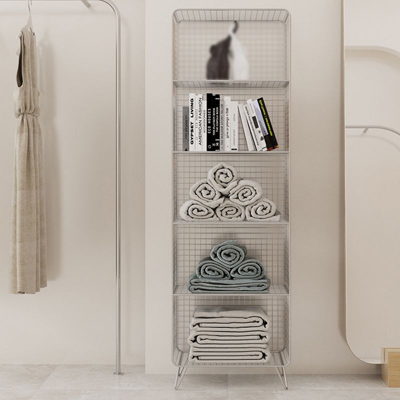 Modern Style Bookcase Vertical Metal Closed Back Bookshelf for Home