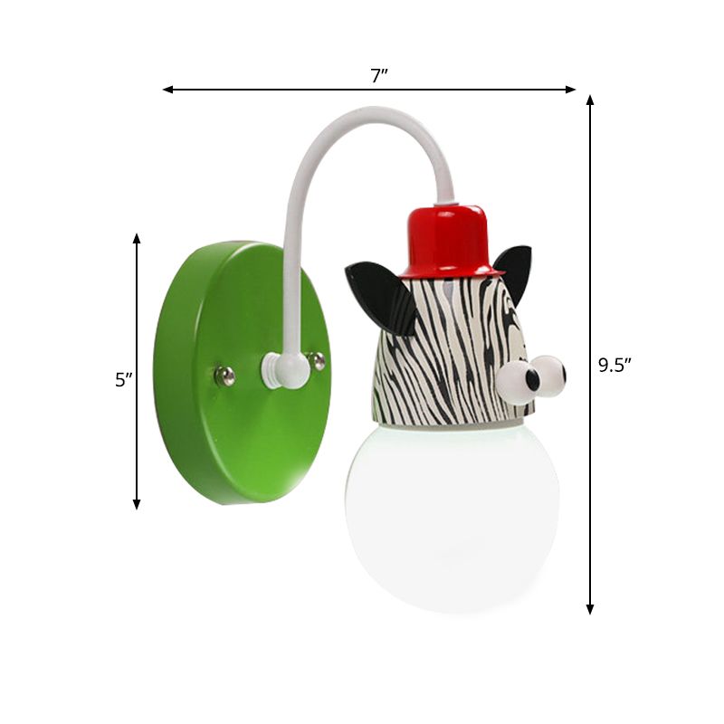 Modern Lovely Zebra Sconce Light Single Head Metal Wall Lamp for Kid Bedroom