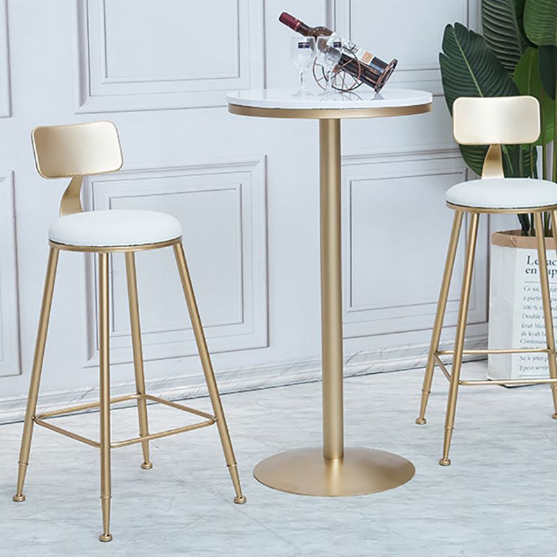 Round Bar Table Gold and Metal Base Bar Table for Kitchen Living Room Coffee Room