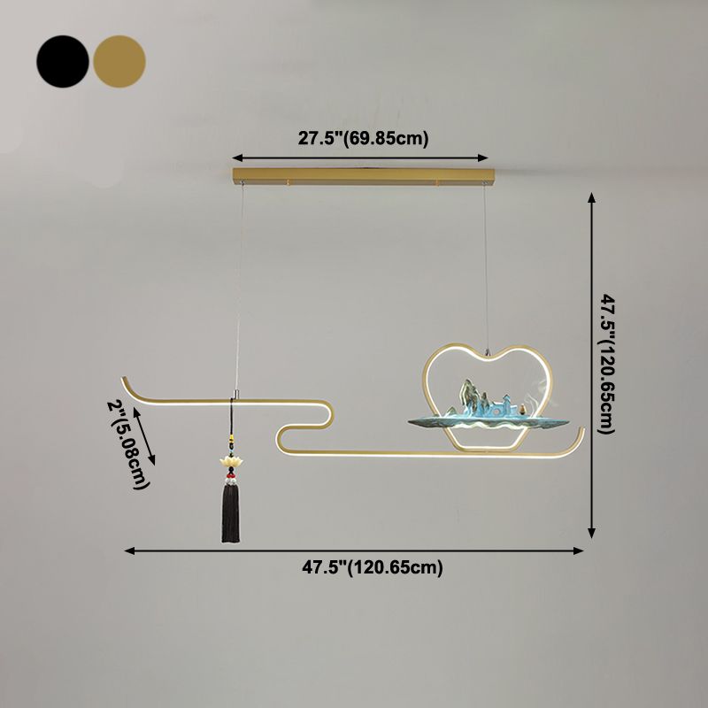 Ideas de iluminación de isla de metal lineal Ideas de té modernas iluminación de islas