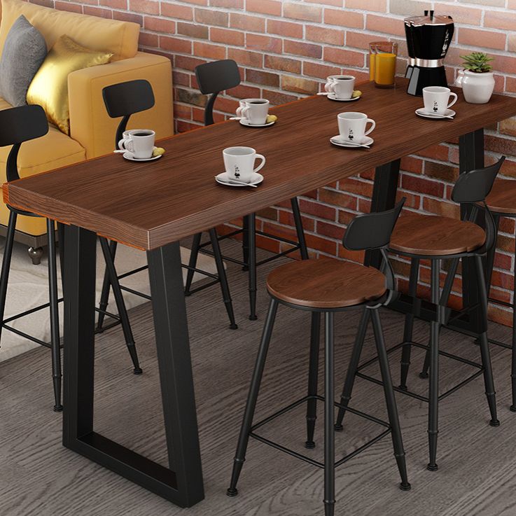 Industrial Style Bistro Bar Table Rectangle Solid Wood Bar Table
