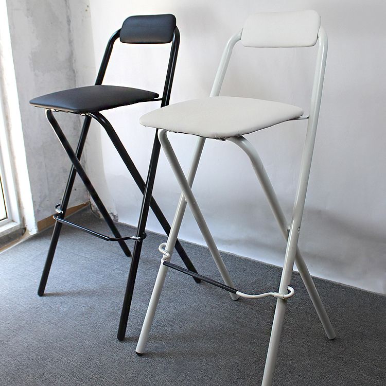 Taburete de bar plegable con respaldo moderno, taburete de bar de hierro para balcón con reposapiés