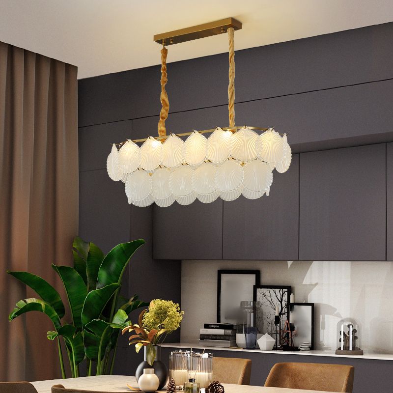 Modern Style Geometry Shape Island Lights Glass 8-Light Island Lighting in Gold
