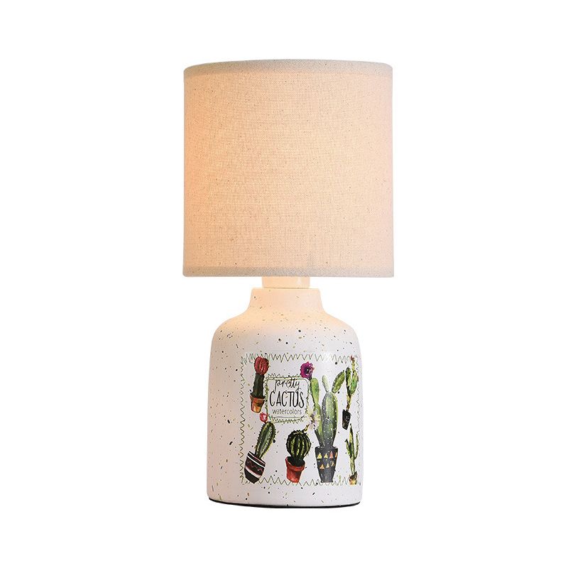 Cartoon 1 Head Desk Lamp with Porcelain White/Yellow Smile/Star/Plant Reading Book Light for Study Room