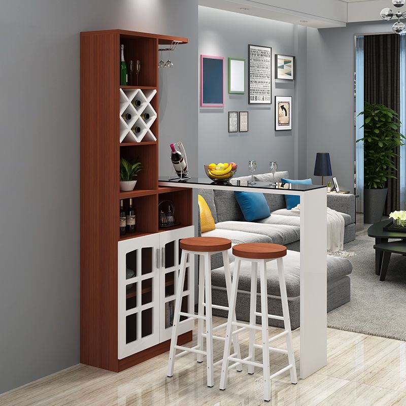 Wood Rectangular Contemporary Bar Stool and Table Set and 3 Pieces