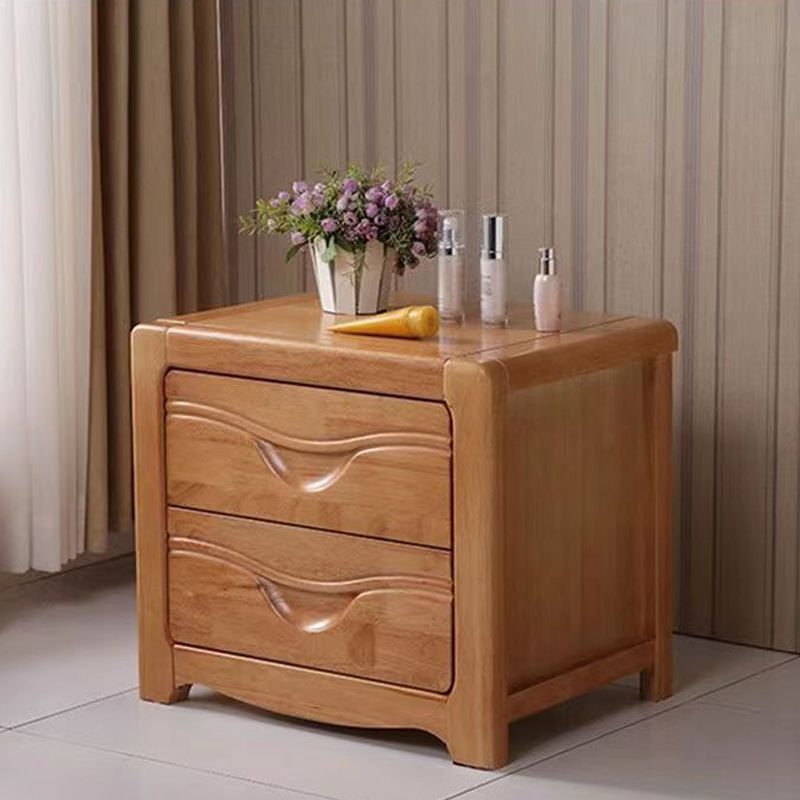 Solid Wood Nightstand Modern 2-drawer Bedside Cabinet for Living Room