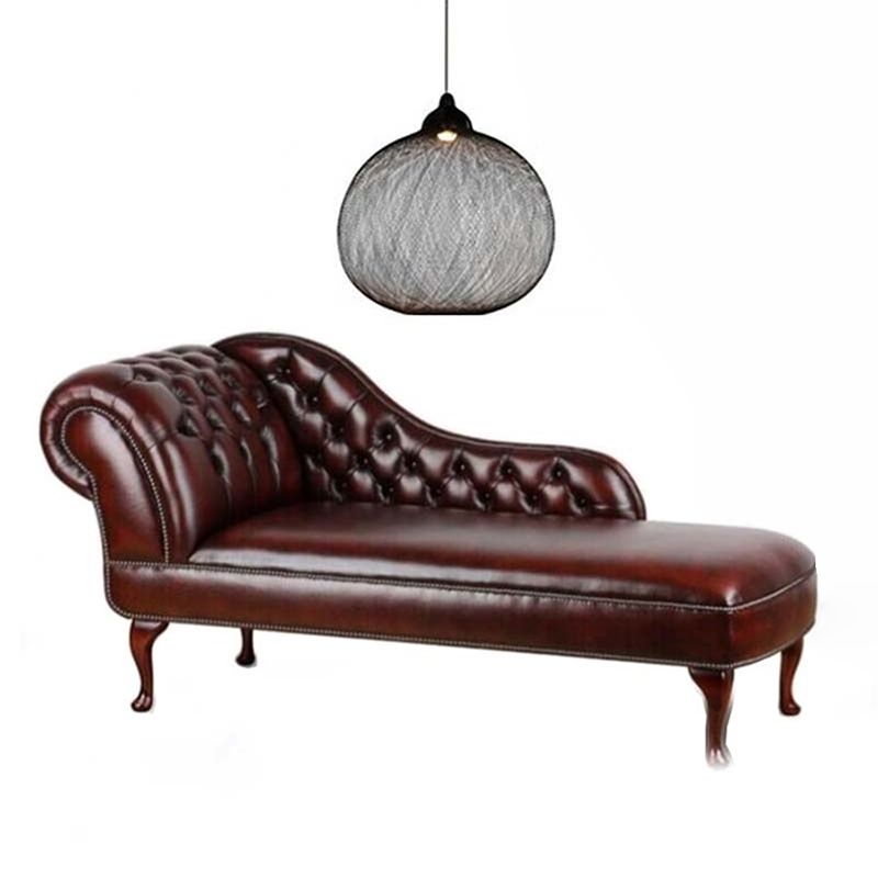 Traditional Chaise Lounge Couch Tufted Rolled Arm Chaise Lounge