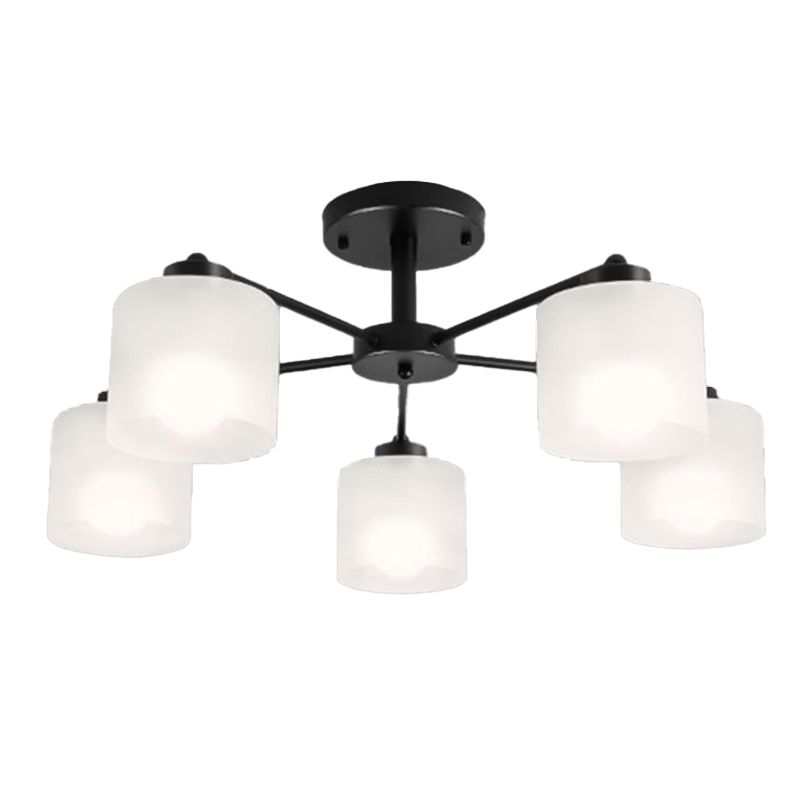 Contemporary Ceiling Lighting Black Semi Flush Mount Fixture with Glass for Living Room