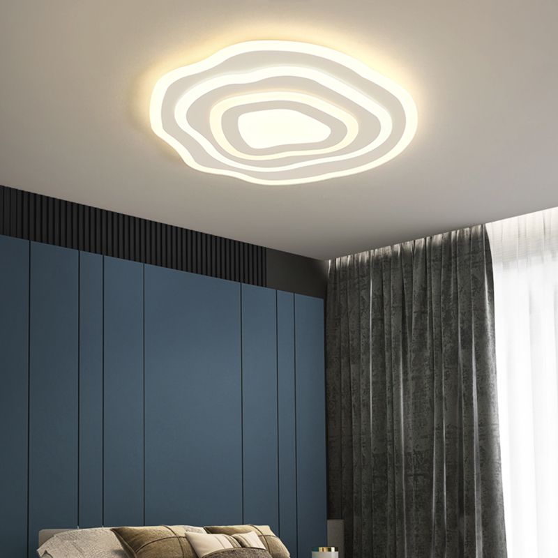 Geometría blanca LED integrado instalado en la moderna y sencilla lámpara de techo de hierro lacado de pantalla de acrílico