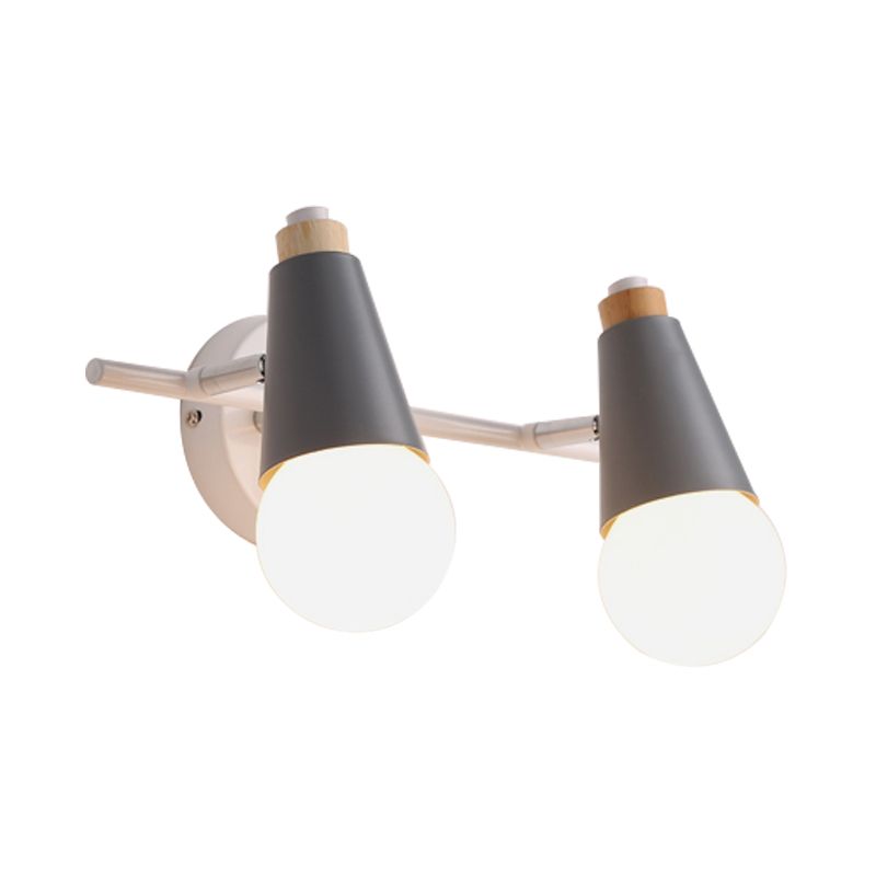 Corridor Child Bedroom Conical Sconce Light Metal Two Lights Metal Wall Light