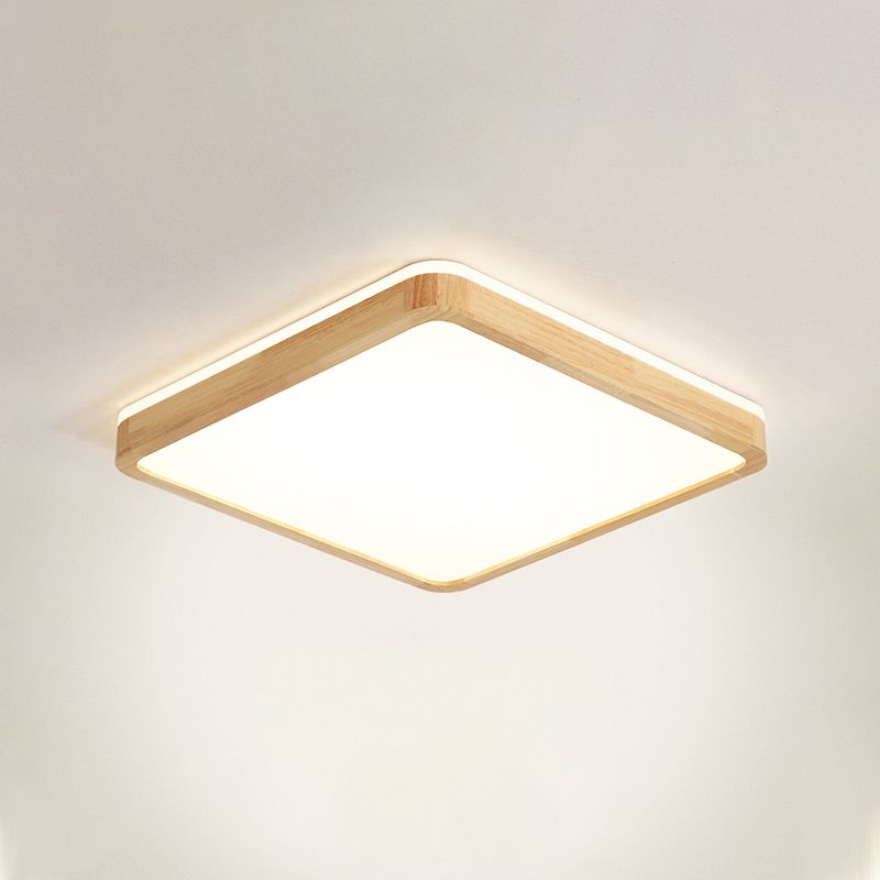 LED Flush Ceiling Light Fixtures with Acrylic Shade Wooden Flush Mount Ceiling Fixture