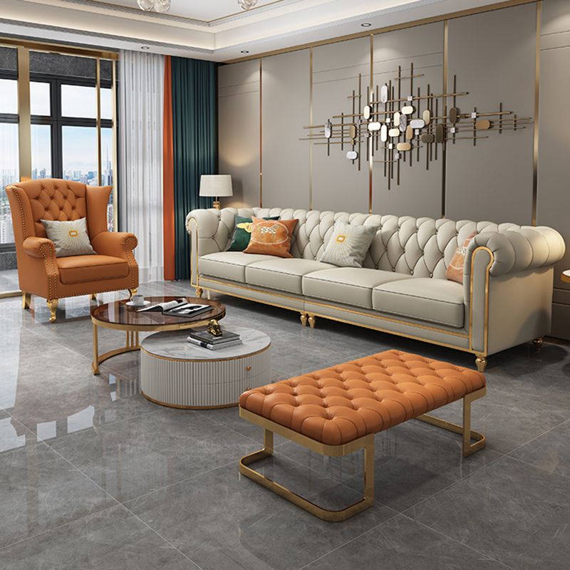 33"W Mid Century Modern Sofa Bed Rolled Arm Cushions Sofa with Pillows