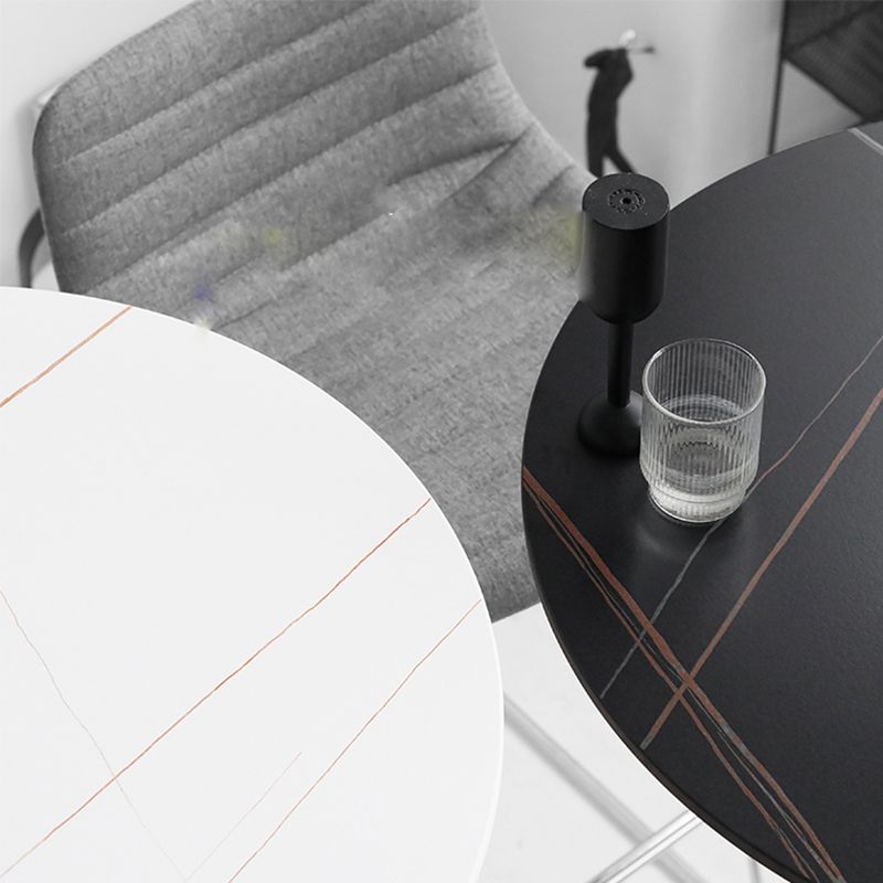 Modern Round Bar Table Fixed Bistro Bar Height Cocktail Table with Metal Pedestal Base