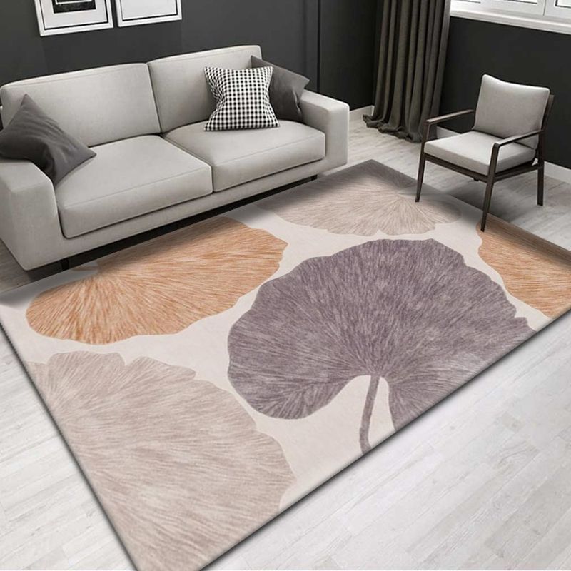 Wit minimalistisch vloerkleed polyester abrikoos bladkleed wasbaar vloerkleed voor woningdecoratie
