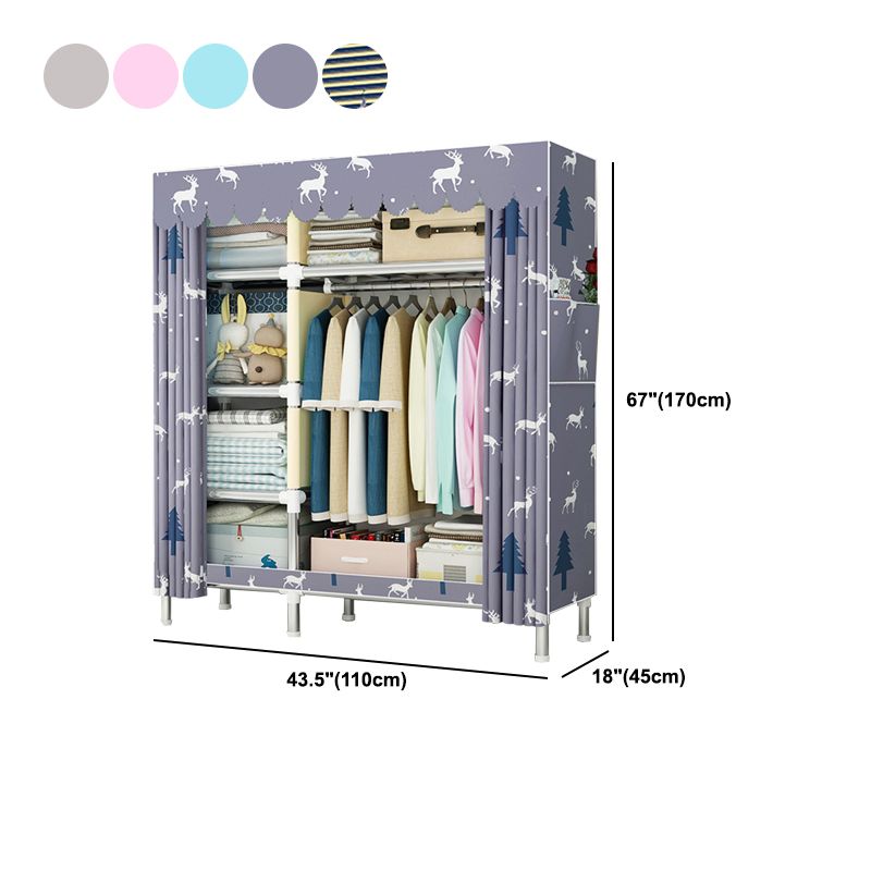 Contemporary Wardrobe Metal 1-Door Wardrobe Closet for Bedroom