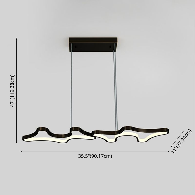 1 leichte moderne Metallleuchterlampe Linear LED Island Anhänger für Esszimmer