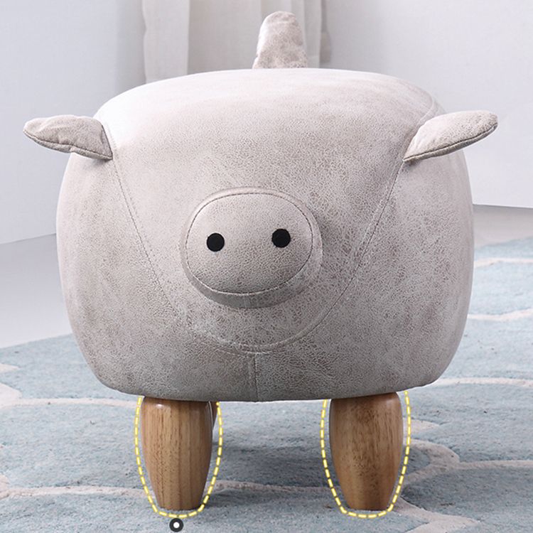 Contemporary Standard Ottoman Specialty Faux Leather Upholstered Pouf