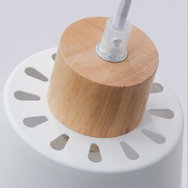 Conical Dinning Room Hanging Ceiling Light Wood Minimalist Style Hanging Lamp Kit