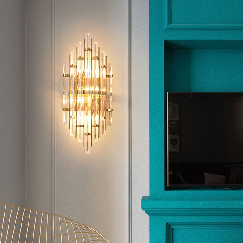 Geometric Gold Wall Lamp in Modern Creative Style Wrought Iron Wall Sconce with Crystal Shade