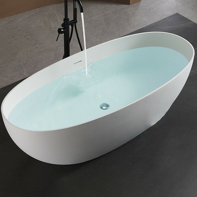 Modern Style Freestanding Soaking Bathtub Stone Bathroom Bathtub in White
