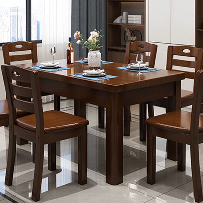 Wood Base Dining Table Contemporary Dinner Table with 4 Legs