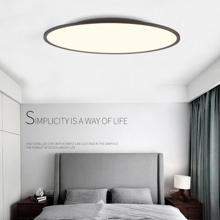 Plafonnier moderne à LED circulaire en aluminium à 1 ampoule pour chambre à coucher