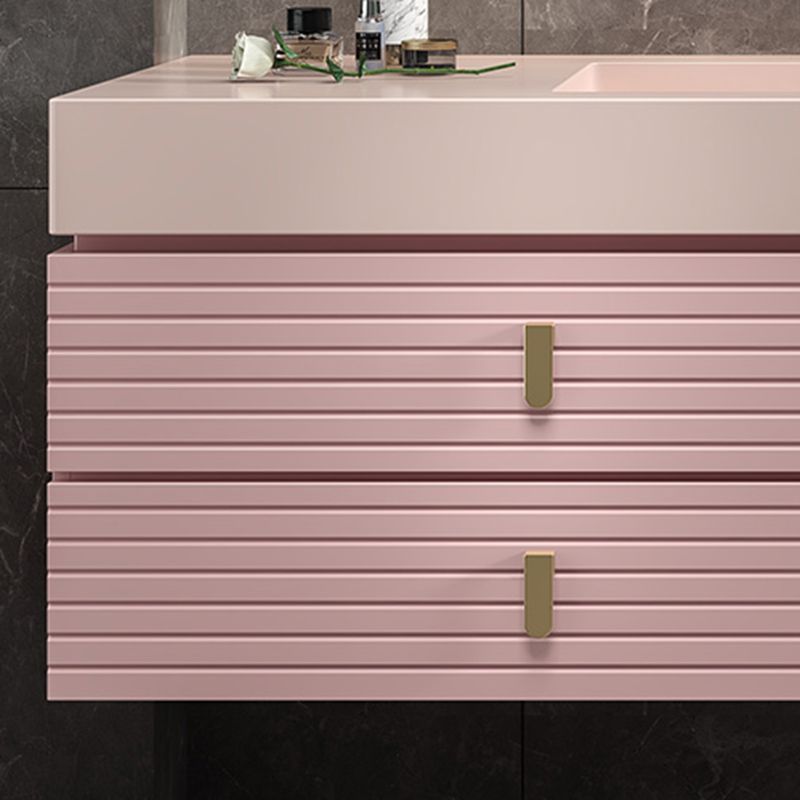 Contemporary Sink Cabinet Mirror Cabinet Bathroom Vanity Cabinet in Pink