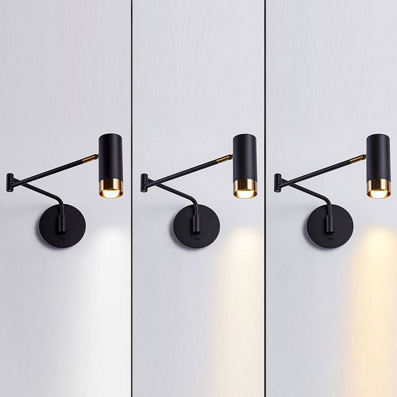 Black/White Single Contemporary Wall Mounted Sconce Metal Wall Light