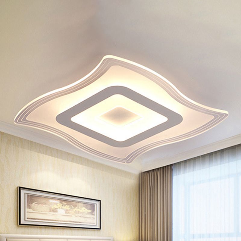16.5"/20.5"/23.5" Wide Acrylic Carpet Flush Ceiling Light Modern LED Flush Mount Lamp in Warm/White Light