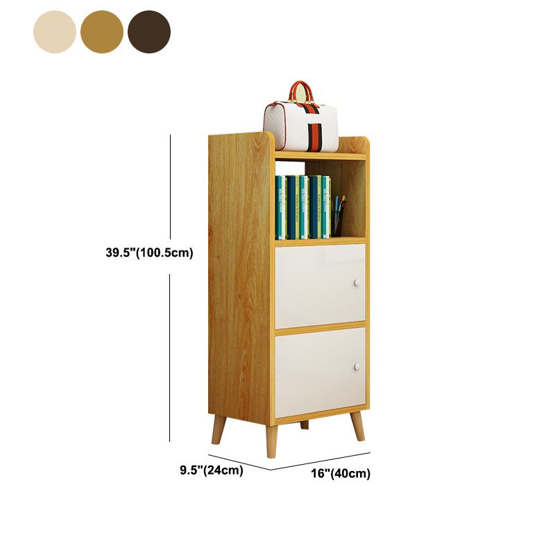 9.4" W Modern Wooden Bookshelf Closed Back Shelf Bookcase with Doors