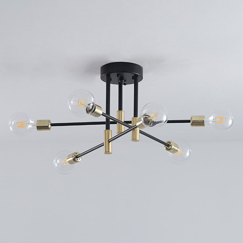 Aluminium Radiale Plafondlamp in Industriële Retro Stijl Gelakt Ijzer Semi Flush Mount voor Slaapkamer