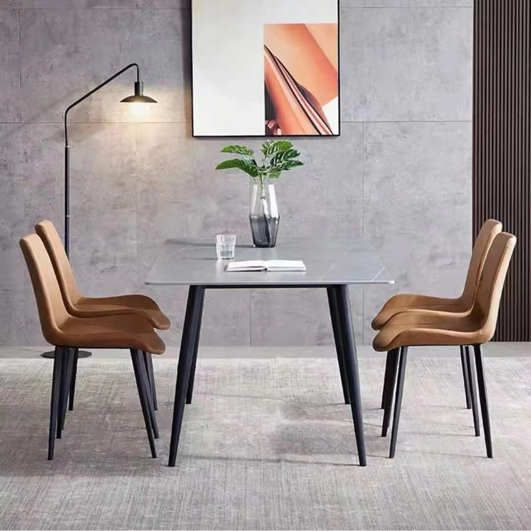 Rectangle Sintered Stone Dining Table Industrial Kitchen Table with 4 Legs